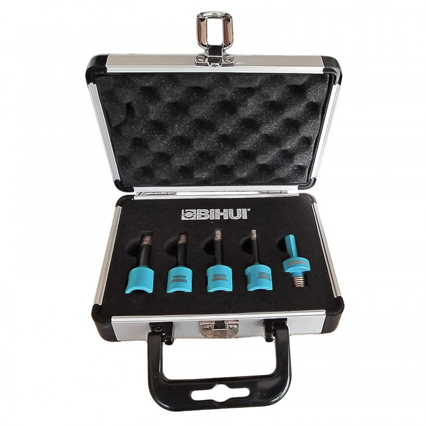 Coffret trépans (M14) - Diamètres 6, 8, 10, 12 et adaptateur hexagonal - BIHUI